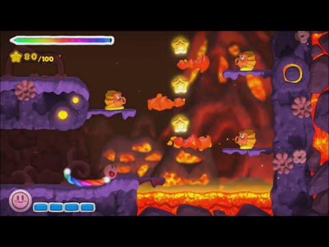 Kirby and the Rainbow Curse - 100% Walkthrough - Level 6-1 Burning Secrets