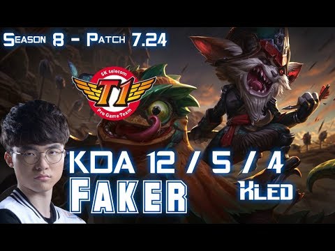 SKT T1 Faker KLED vs FIORA Top - Patch 7.24 KR Ranked