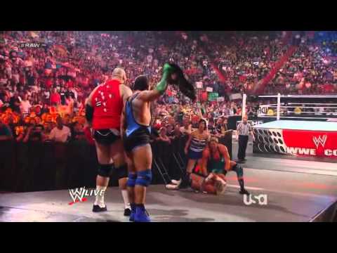 Brodus Clay Saves Santino & Then Dance Together - WWE Raw 4/2/12