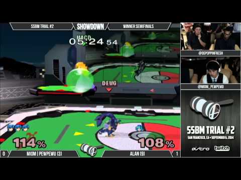 SSBM Trial #2 - Winner Semis: MIOM|PewPewU (Fox, Marth) v Alan (Peach)