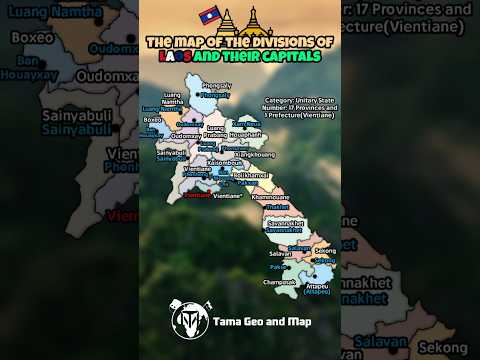The map of the divisions of Laos and their capitals