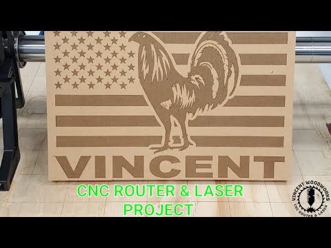 GameCock & Flag Laser Engrave #cnc #onefinity #jtech
