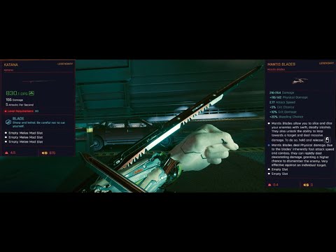 How to find the legendary mantis blades and a legendary katana blade for free in Cyberpunk 2077