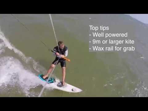 Strapless grabbed front roll transition (kitesurfing tutorial)