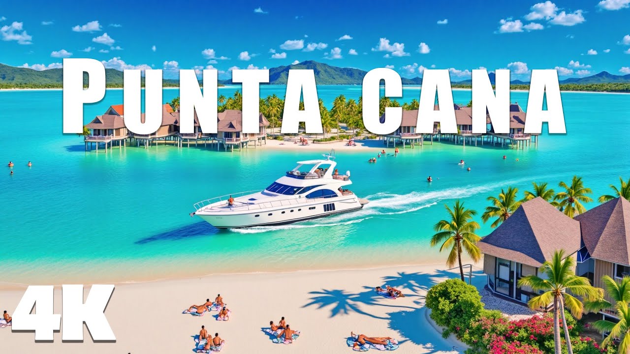 FLYING OVER PUNTA CANA - Dominican Republic Beautiful Scenery Footage UHD  4K Video Ultra HD