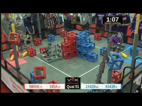 2015 VRC Tech Q51 - 5805A 185A vs 2442B 9343B - 54 to 62 - VEX Worlds 2015 - Technology Division