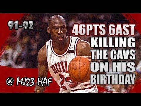 Michael Jordan Highlights vs Cavaliers (1992.02.17) - 46pts, GOING OFF on 29th BIRTHDAY!