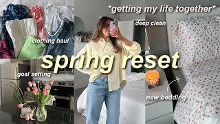 SPRING RESET ROUTINE 🌷🫧 preparing for spring, deep cleaning, goal setting, clothing haul, + more!