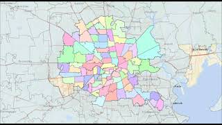 Houston zip code map 2022: Adobe Illustrator file in 6 layers.