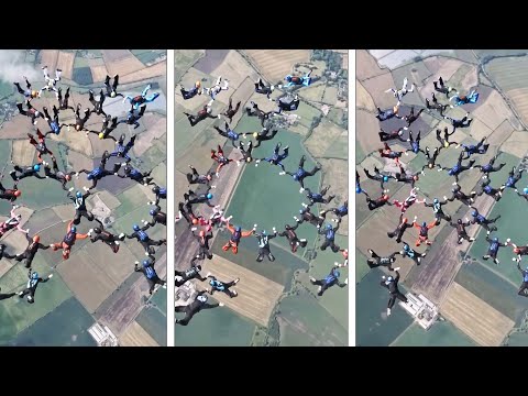 41 Skydivers Set British Record With 3 Formation Shapes