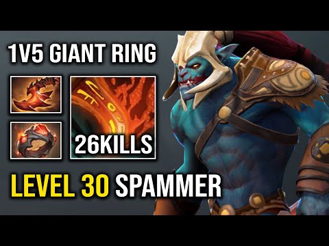 Ultimate Level 30 Huskar Spammer Crazy 1v5 Giant Ring Late Game OP Pure Burning DPS Dota 2