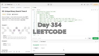 YouTube video 'Day 354: LeetCode Problem 95. Unique Binary Search Trees II - Swift'