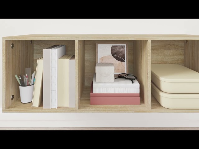 Video teaser for 805483 vidaXL Wall mounted TV Cabinet Sonoma Oak 37x37x107 cm Engineered Wood