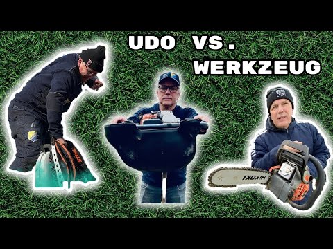 UDO vs. TOOLS (chainsaw, auger, leaf blower, lawn mower) 💣😃 | Udo & Wilke