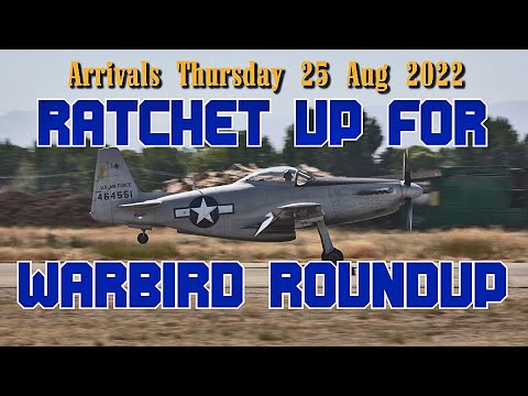 Warbird Roundup 2022 Thursday Arrivals - P-51H, P-38 Honey Bunny, F8F, F4U, Warhawk Air Museum