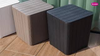 Záhradný úložný box, príručný stolík, biely, plast, IBLIS