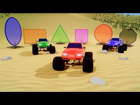Learn Shapes with Monster Trucks in Desert Race