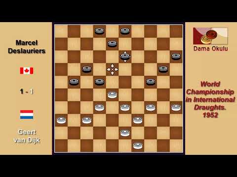 Geert van Dijk (NLD) - Marcel Deslauriers (CAN). Draughts World Championship. 1952.