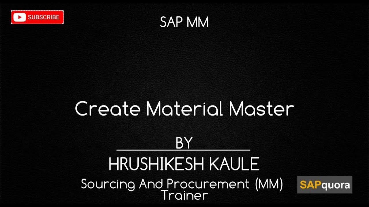 SAP MM - Create Material Master