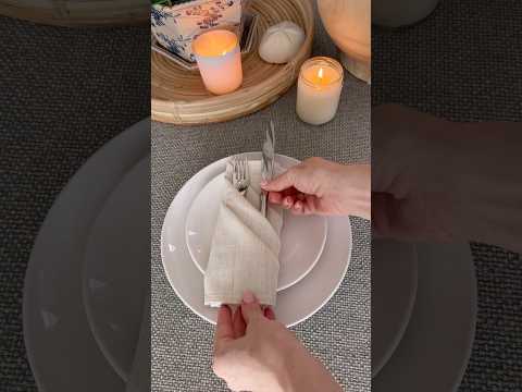 Elevate your table for your next dinner party with this simple napkin fold #folding #hack #howto