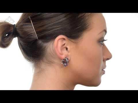 H4545 - Stunning 10.03 Amethyst 0.28ct Diamond and 9K White Gold Earrings