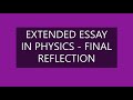 EE IN PHYSICS - FINAL REFLECTION