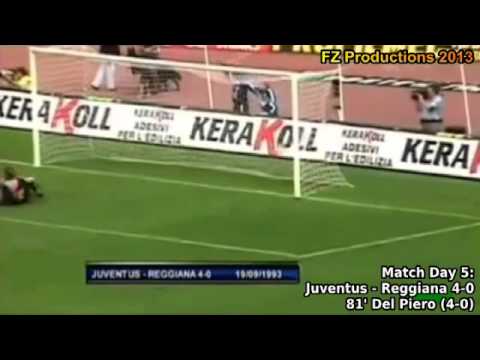 Serie A 1993-1994, day 5 Juventus - Reggiana 4-0 (Del Piero goal)