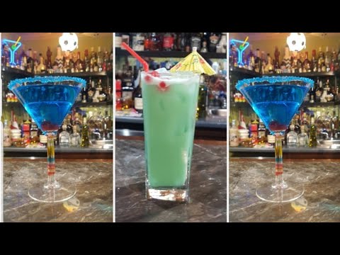 Blue Hawaiian Cocktail And Blue Train Martini