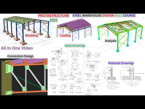 PROTASTRUCTURE FULL COURSE ON STEEL STRUCTURE DESIGN, CONNECTIONS, AND DETAIL STEEL DRAWINGS.