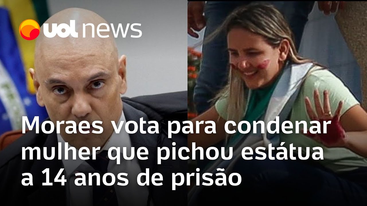 Moraes vota para condenar cabeleira que pichou estátua a 14 anos de prisão