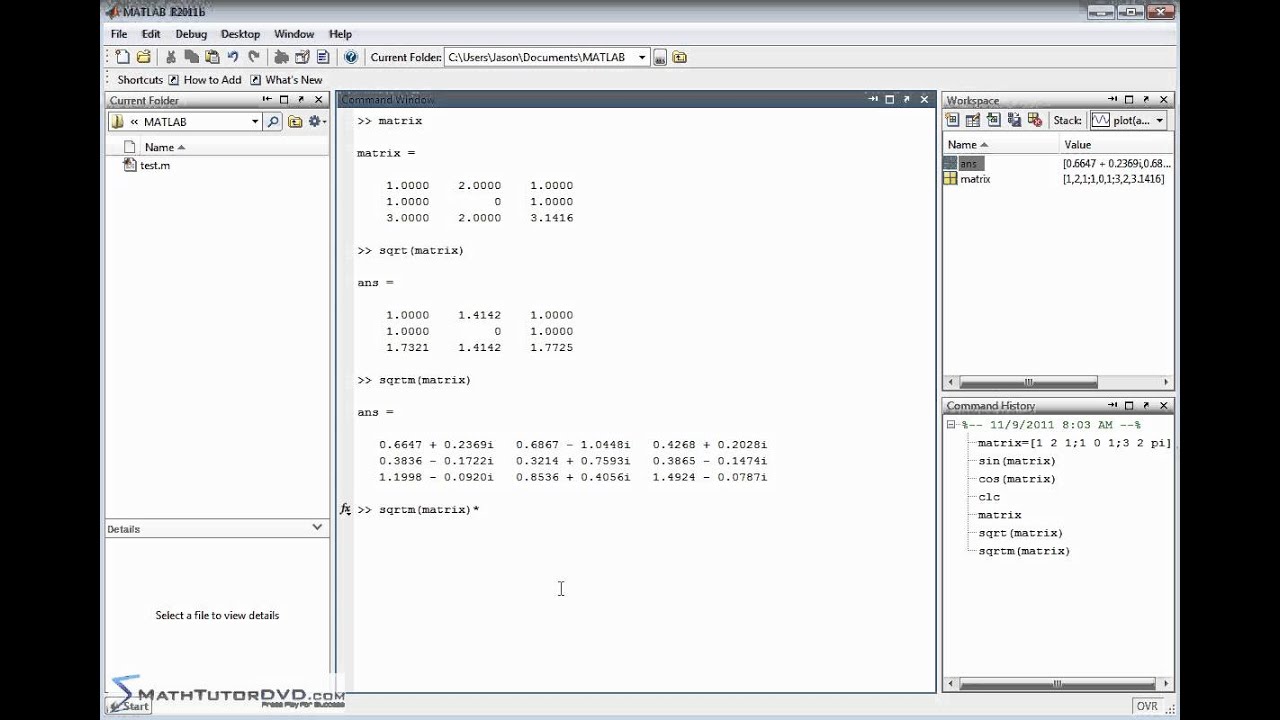 Matlab Sect 26 Apply Mathematical Functions to Matrices