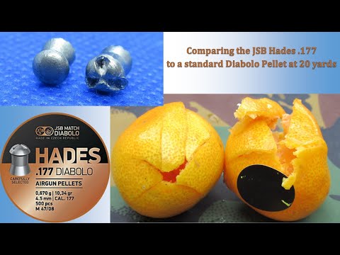 Comparing the JSB Hades  .177 to a standard diabolo pellet at 20 yards
