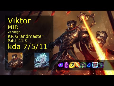Viktor Mid vs Viego - KR Grandmaster 7/5/11 Patch 11.3 Gameplay // [롤] 빅토르 vs 비에고 미드