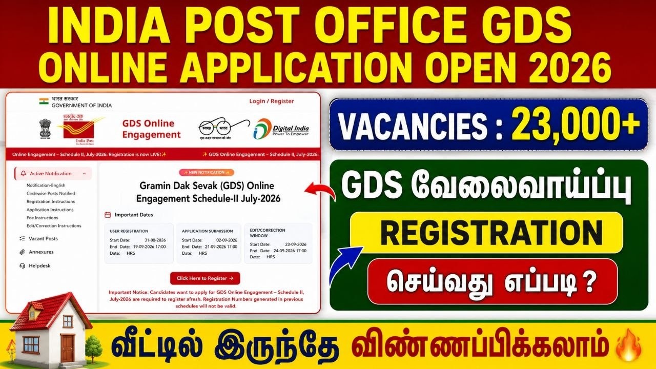 post office job apply online 2026 tamil | india post office notification 2026 in tamil | gds job