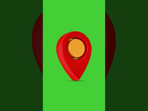 3d Red Yellow Location Icon Pop up on Green Screen Background