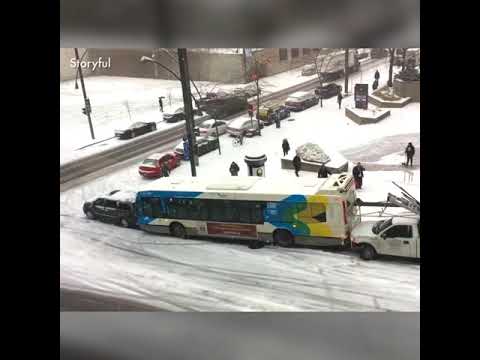Car Snow Socks in a Road .