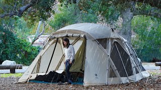 Camping weather fairy returns | Unofficial Snow Peak Way in LA |  Rain in Winter