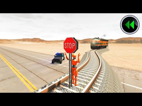Reverse Trains vs Snaked Rail Tracks - BeamNG Drive