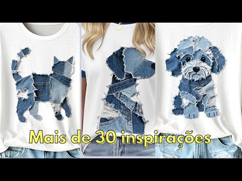 Transform Basic T-Shirts with Jean Scraps 👖 | Creative and Sustainable Customization!