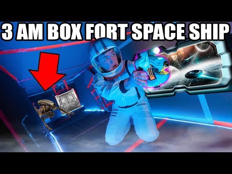 3AM BOX FORT SPACESHIP CHALLENGE!! 📦😱Scary Aliens, Space & More! Video