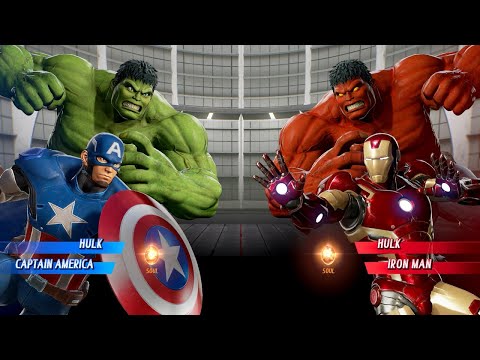 Hulk & Captain America VS Red Hulk & Red Iron Man - Marvel vs Capcom Infinite