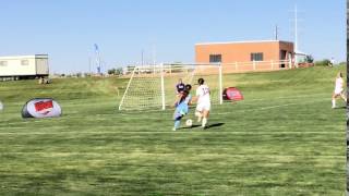 Around the defender for a goal