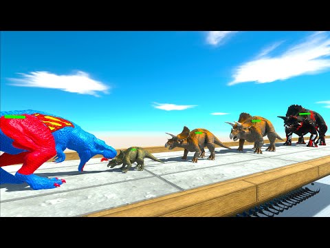 BATTLE 4 SIZE of TRICERATOPS - Animal Revolt Battle Simulator ARBS