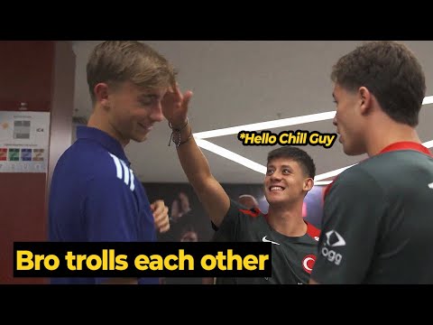 Arda Güler and Huijsen salute each other during Turkey vs Spain, look at their funny reaction...