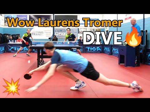 💥 Crazy Dive to win point 🔥 Laurens Tromer best point & rally #tabletennis #tafeltennis