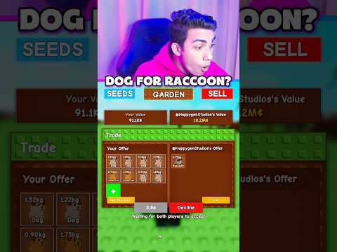 DOG TO RACCOON TRADE GROW A GARDEN 😱
