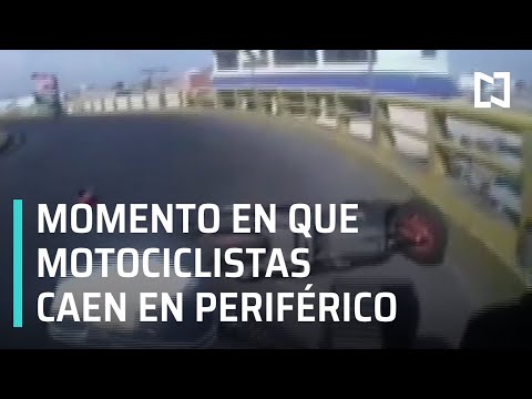 Captan momento en el que motociclistas caen al vacío en Periférico - Las Noticias