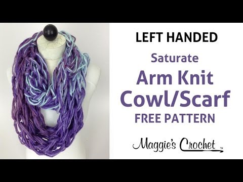 Arm Knit Cowl Infinity Scarf with Deborah Norville Saturate Yarn - Left Handed
