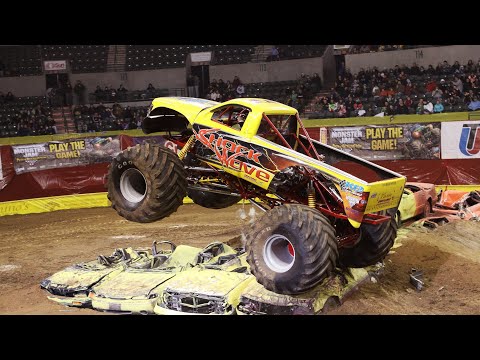 Real monster truck demolition Derby cross stunt