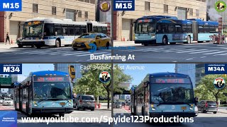 MTA New York City Bus: M15, M15-SBS, & M34/A-SBS @ East 34 Street & 1 Avenue [9/4/21]